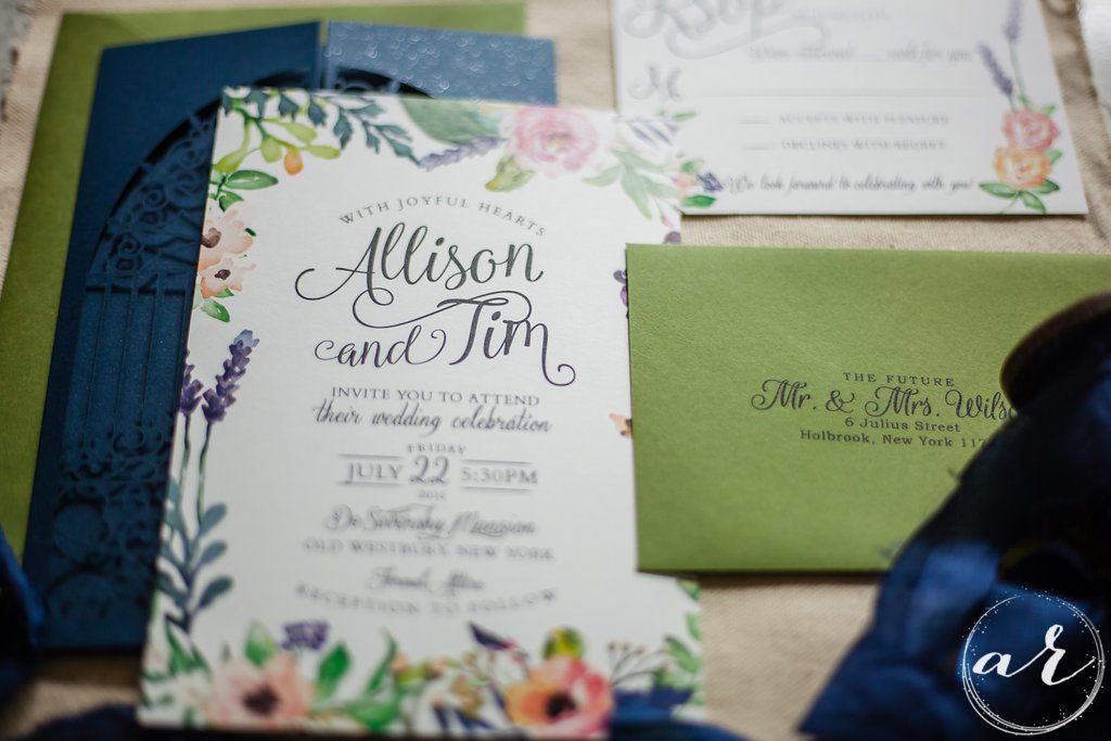 3 piece custom watercolor invitation set