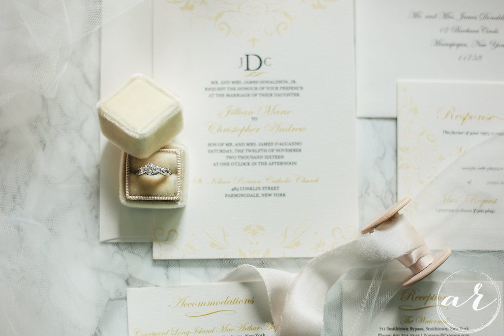 double thick gold and black wedding invitation suite