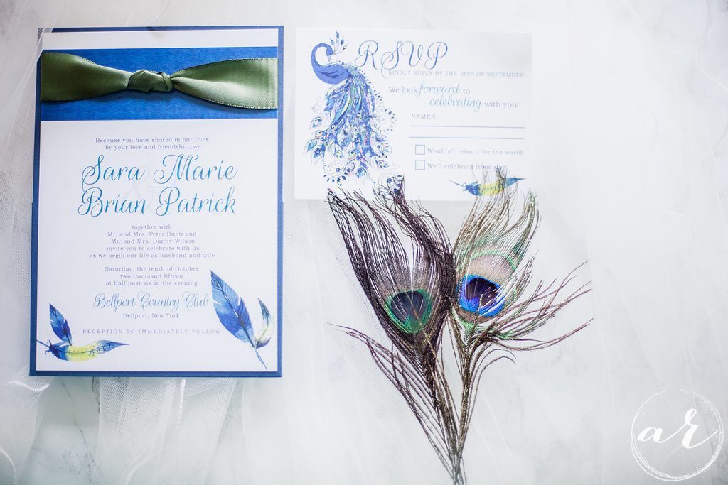 real peacock feather wedding invitations | custom design by revelry + heart | raleigh, nc