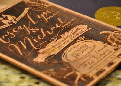 laser engraved wooden wedding invitations, unique and unconventional wedding invites
