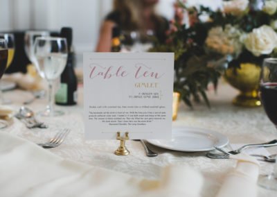 drink recipe table numbers wedding