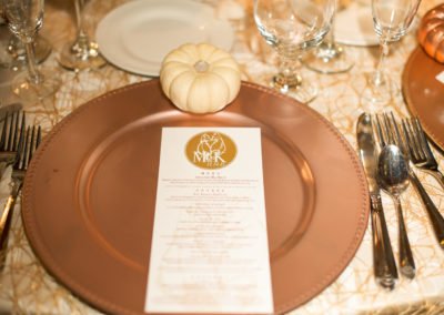 fall wedding menu with custom logo design foxes