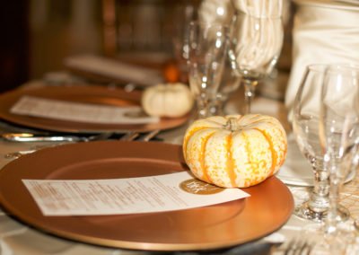 pumpkin fall wedding table with custom menu