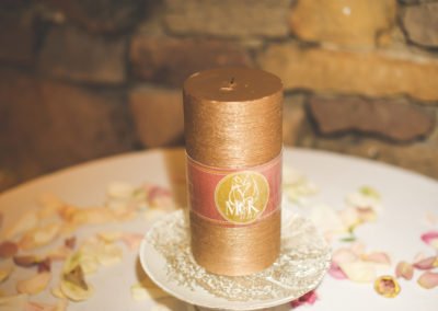 custom memory candle wrap with wedding logo for rememberance, in memory of