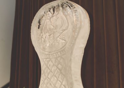 ice scuplture with custom wedding logo