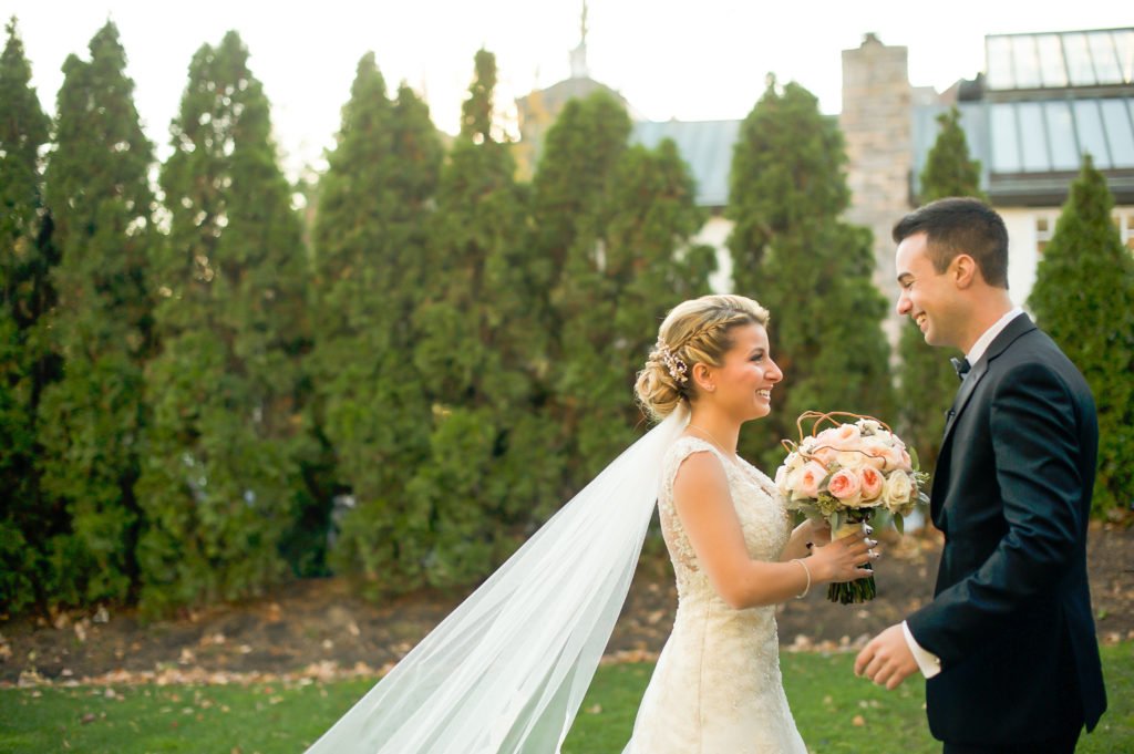 deb and matt photo | first look bride and groom at fox hollow in woodbury, new york