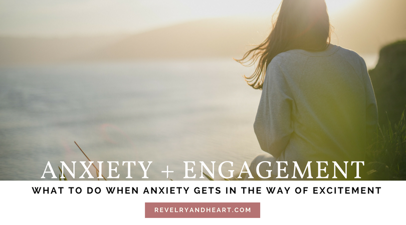 anxious girl sits by water during engagement