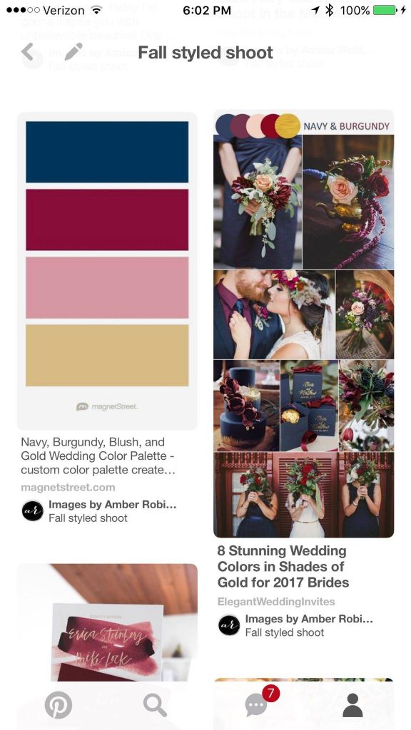 pinterest screenshot for beauty and bordeaux styled shoot mood