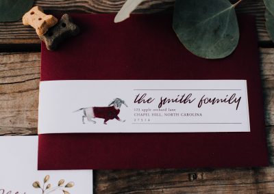 Melissa Toma Photo and Lady with a Camera Photography rescue dog wedding inspiration - Wraparound address label with dachsund