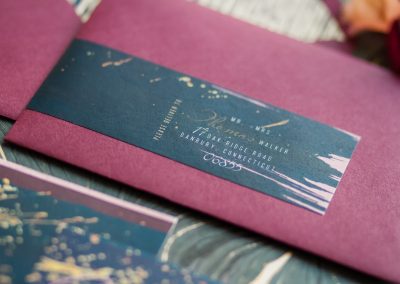 wraparound address label for revelry + heart custom stationery for beauty and bordeaux styled wedding shoot