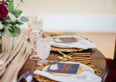 revelry + heart custom wedding menus for beauty and bordeaux styled wedding shoot