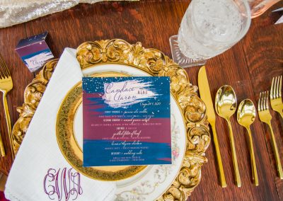 revelry + heart custom dinner menus for beauty and bordeaux styled wedding shoot