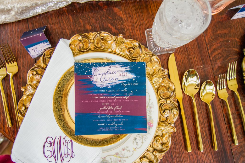 wine and navy invitation design for beauty and bordeauz styled shoot in raleigh, north carolina