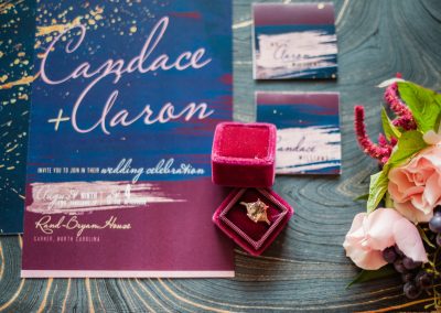 bold invitation suite for beauty and bordeaux styled wedding shoot in raleigh, north carolina