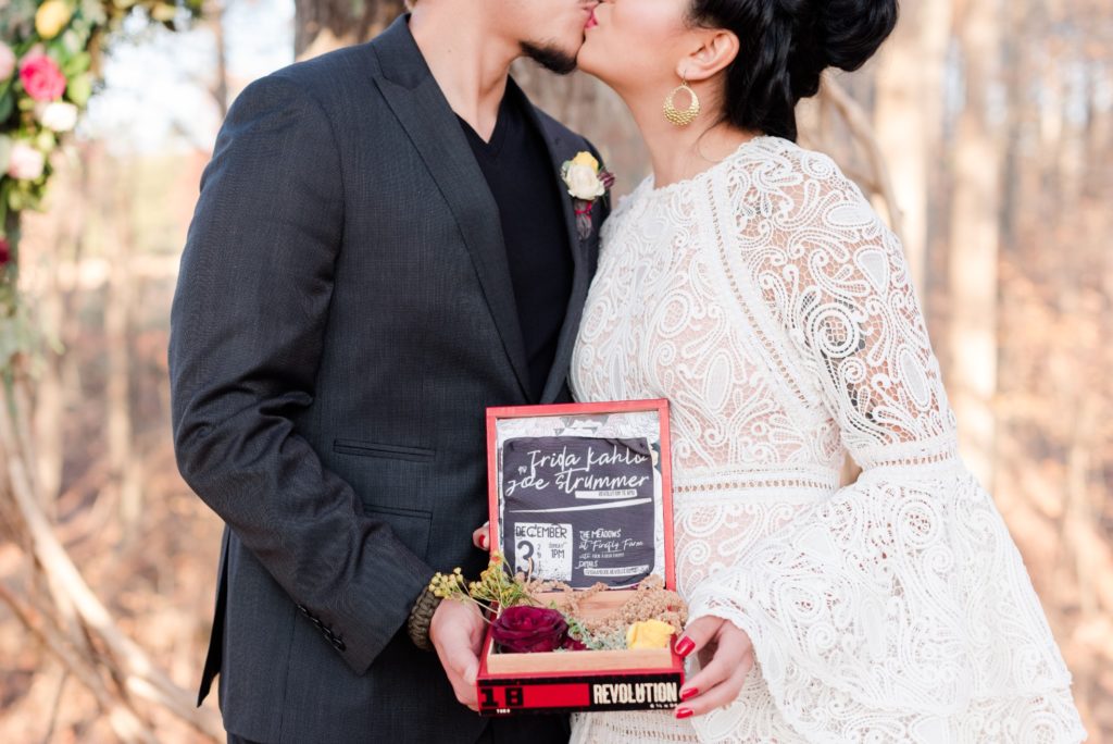 Fabric Boxed wedding invitations by revelry and heart