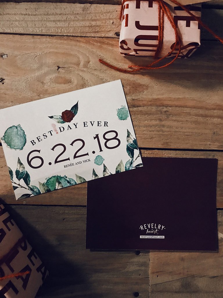 Srt print featuring "best Day Ever" and date formatted for the gift recipient - features watercolor roses and green ink washes