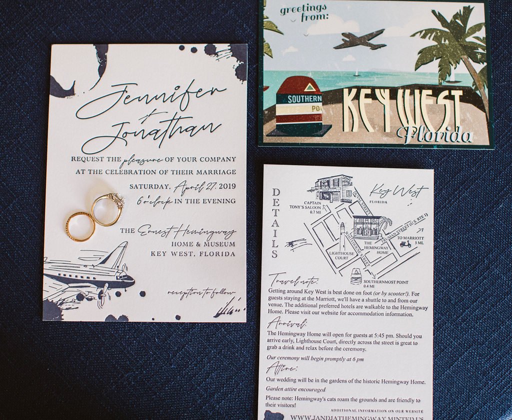 vintage air mail ink blot wedding invitation