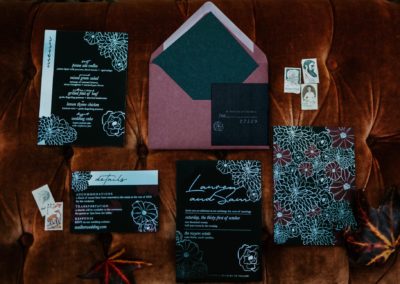 all black invitation suite for gothic weddings